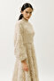 Puffy Floral Long Sleeve Evening Dress Pearl - 6