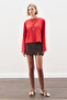 Boat Neck Long Sleeve T-Shirt Red - 2