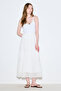Textured Embroidered Fold Long Skirt Ecru - 3