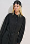 Linen Mixed Balloon Sleeve Long Tunic Black - 4