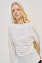 Linen Asymmetric Long Sleeve Blouse Beige - 2