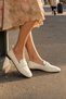 Cream Color Genuine Leather Classic Women's Ballerina Shoes - 2