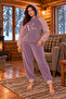 Kadife Battal Vl Hooded Women's Home Set – Lilac Pink - 2
