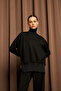 Women's Black Turtleneck Side Zipper Detailed Modal Suit - 4