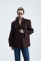 Manarola Oversize Dark Burgundy Blazer Jacket - Open/Cut Sleeve Detail - 2