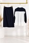 26492 Studded Detail Color Mix Tunic Skirt Set - 2