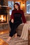 Kadife Honey Hooded Women's Home Set – Burgundy Black
