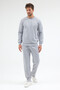 Gray Relaxed Fit Crew Neck Sweatshirt Straight Leg Men's Tracksuit Set - 3