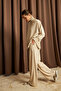Women's Cream Turtleneck Side Zipper Detailed Modal Suit - 3