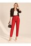 Red Belted Pleated Carrot Pants - 7