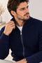 Men's Knitwear Sweater Zippered Stand Collar Thick Knitted Textured Slim Fit Stylish Casual Sweater - 3