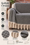 Black Sofa Cover with Star Border | Sofa Shawl 180x210 Cotton