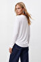Women's White Crew Neck Basic Blouse Alc-X14389 - 6