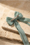 Girl's Double Bowknot Gingham Automatic Buckle Green - 4