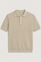 Beige Textured Polo Collar Men's T-Shirt