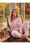 Battal Raporlu Interlock Long Sleeve Pajama Set