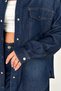 Women's Dark Blue Oversize Pocketed Buttoned 100% Tencel Denim Shirt (Order 2 Sizes Smaller) Sofi̇a-6004 - 5