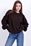 Brown Oversized Crew Neck Women's Knitwear Sweater - 3
