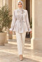 Flounced Sleeve Janjan Evening Dress Blouse-Beige