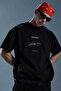 Signature Printed Oversize Black Men's T-Shirt