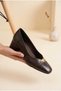 Women's Blunt Toe Metal Accessory Low Thick Heeled Shoes Comfortable Sole Classic Office and Daily Ballet Flats