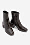 Women's Heeled Boots&bootie Blunt Toe Wooden Pattern Heel Zippered Daily Classic Boots Sayen Brown Croco