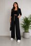 Women's Palazzo Trousers with Elastic Waist Cord Detail, Wide Legs, Woven Fabric, Pockets, Sizes 38-48