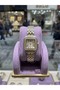 Zircon Stone Design Gold Color Case, Gold Color Dial, Gold-Silver Color Cord - 3