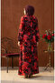 Ahsen floral patterned viscose dress 0329-11 navy red - 5