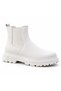 Bt-C7 White Leather Men's Chelsea Boots - Height-Increasing High-Soled Casual Boots with Full White Sole and Leather, and Elastic Sides