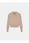 10816 Wool Blend Buttoned Knit Sweater - Mink M. - 6