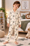Boys' Pajama Set Animal Patterned Long Sleeve Shirt Collar 2-Piece Pajama Set