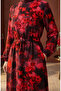 Ahsen floral patterned viscose dress 0329-11 navy red - 4