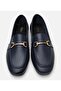 Women's Leather Navy Blue Leather Buckle Loafer - 7