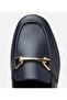 Women's Leather Navy Blue Leather Buckle Loafer - 4