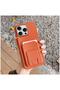 Apple iPhone 16 Pro Compatible Case Flexstand Card Holder Silicone Case Orange - 3