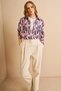 Abstract Pattern Shirt Collar Tunic Navy Blue - 3