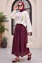 Floral Printed Crew Neck Oversize 2 Thread Combed Cotton Sweatshirt -Ecru - 5