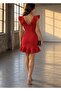 Double Flounce Lady Collar Scuba Fabric Dress Red 581368 - 4