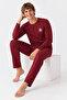 Rodfrey Linden 100% Cotton Long Sleeve Men's Burgundy Pajama Set