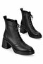 Viva Women's Lace-Up Genuine Leather Heeled Boots Black