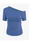 Drawstring Asymmetric Collar Stretchy Knitted Bluz - 3