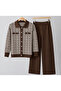 Asymmetric Patterned Crop Cardigan Knitwear Set - 5