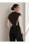 Women's Brown Knitwear Halter Neck Asymmetrical Shoulder Shawl Sal1317 - 2
