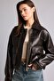 Relax Fit Polo Collar Taffeta Faux Leather Coat H1605Ax26Au