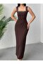 Quality Maxi Stone-Embellished Dress Brown - 5