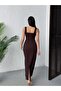 Quality Maxi Stone-Embellished Dress Brown - 2