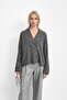 Anthracite Double Breasted Collar Buttoned Knitwear Cardigan - 2
