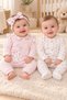 Baby Girl Patterned Booties and Bandana Jumpsuit Set Rib 100% Cotton Long Sleeve 0-6 Months - 3