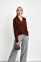 Brown Double-Breasted Collar Buttoned Knitwear Cardigan